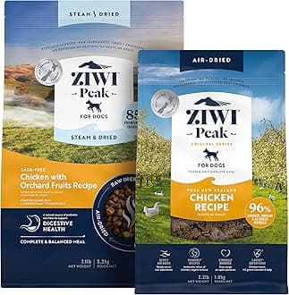 ZIWI Peak Large Chicken Dry Dog Food Bundle- Air-Dried Chicken (35.2oz) + Steam & Dried Chicken w/Fruits (113.6oz)