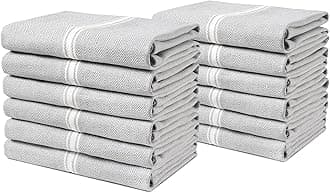 LANE LINEN Kitchen Towels Set - 100% Pure Cotton Dish Towels for Kitchen, Super Absorbent Kitchen Hand Towel, Grey Tea Towels, Soft & Durable Dish Cloths, Pack of 12 15 x25 , Grey Chambray