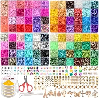 ALinmo96 Colours 30000PCS 3mm Glass Seed Beads for Bracelet Making Kit, Small Beads for Jewelry Making with Letter Beads for Crafts Gifts