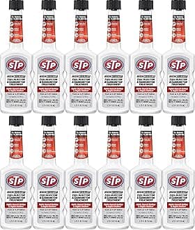STP High Mileage Fuel Injector Cleaner and Carburetor Cleaner Treatment, Bottled Lubricant for Upper Cylinder, 5.25 Oz, 12 Count, STP