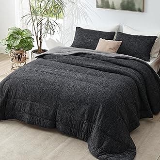 Bedsure Queen Comforter Set - Cooling and Warm Bed Set, Charcoal Black Reversible Bedding for All Season, 3 Pieces, 1 Queen Size Comforter (88"x88") and 2 Pillow Cases(20"x26")