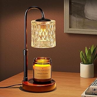 Briever Dimmable Candle Warmer Lamp with Timer, Height Adjustable Electric Candle Wax Warmer, Christmas Birthday Gifts for Women Mom, House Warming Gifts New Home Room Decor, Walnut Solid Wood Base