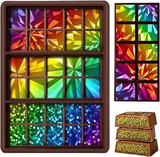 Mixed 1 Pcs Holographic Chocolate Molds Valentine's Day Resin Silicone Chocolate Bar Deep Thick Molds for Galentine's Day DIY Baking Wax Melts Birthday Party Supplies (Large and Thick)