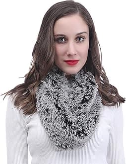Lina & Lily Super Soft Fluffy Faux Fur Snood Scarf Neck Warmer