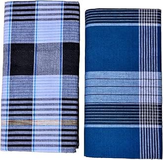 RETRO BRANDRETRO 100% Pure Cotton Checkered Lungi For Men (2.00 Meters - 2.25 Meters - 2.50 Meters) (Pack Of 2) (Stitched - Unstitched Lungi's Available)