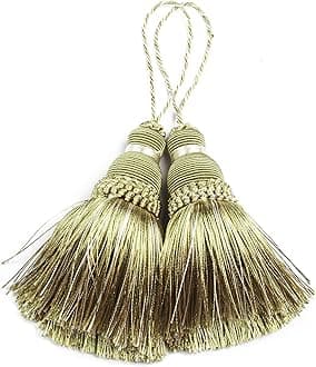 BEL AVENIR Mix Green Tassels Key Tassel with Loops Handmade Craft Charms DIY Accessories Elegant Soft Making Curtain Home Decoration (Mix Green, 2 pcs)