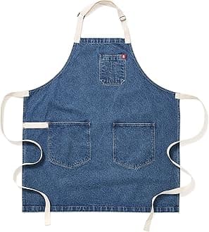 hedley & bennett Essential Apron - Heavy-Duty Denim Kitchen Apron with Pockets & Towel Loop - Professional Chef Workwear for Cooking & Grilling - Georgia Blue