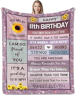11 Year Old Girl Birthday Gifts, Gifts for 11 Year Old Girl, 11th Birthday Decorations, Best 11th Presents for Girls Ideas Blanket 40"x50"