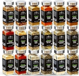 The Spice Lab Complete Organic Spices and Seasonings Set - 18 Jar Spice Kit Variety Pack - Complete Starter Set Great BBQ, Grilling and Gift Sets - Ultimate Culinary Cooking Spices Set