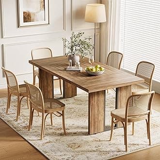 LITTLE TREE 71-Inch Dining Table, Rectangular Wooden Kitchen Table for 4-6 People, Modern Home Furniture with Heavy Duty Legs, Large Dinner Furniture Last Forever, Wood Grain