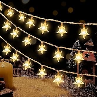 Serial String Star Lights for Decoration - 14 LED Star Fairy Lights Waterproof Indoor Outdoor for Home Decoration, Christmas Tree Decoration, Diwali Decoration, Birthday Party (Warm White)