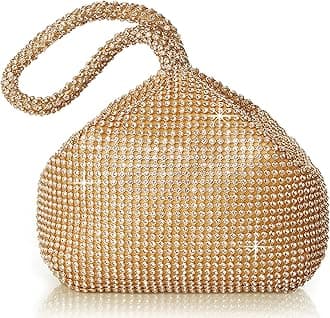 Women's Rhinestone Clutch Evening Bags Sparkly Glitter Triangle Purse for 1920s Party Prom Wedding