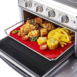 WAVELUSilicone Oven Liner & Mesh and Drip Mat [3 in 1] | Food Safe Air Fryer Oven Accessories | BPA-Free | Replacement for Parchment Papers | Works with Convection Electric Air-Fryer Toaster Ovens