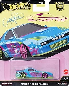 Hot Wheels Premium Car Culture Silhouettes Mazda RX7 FC Pandem, Blue with Pink Accents, 4/5, Die-Cast Metal