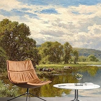 IDEA4WALL 剥がせるウォールステッカー/壁画 風景 牧歌的な森の木 湖 自然 荒野のイラスト ファインアート 農家/田舎の風景 素朴 リビングルーム、ベッドルーム、オフィス用 - 66インチx96インチ