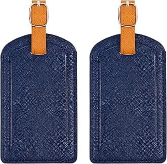 Premium Colored Luggage Tags for Luggage, Travel Bags and Suitcases by Adventure Goods- Navy Blue (Pack of 2)