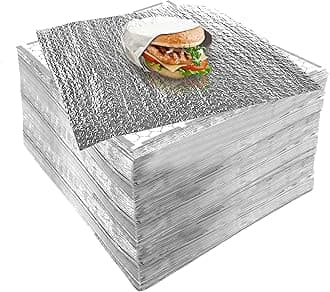 Insulation Sandwich Wrapping Paper Aluminum Foil Sheets - [100 Pack] - (14" x 16") - Aluminum Foil Sandwich Wrap Sheets For Sandwich Wraps, Burritos and BBQ