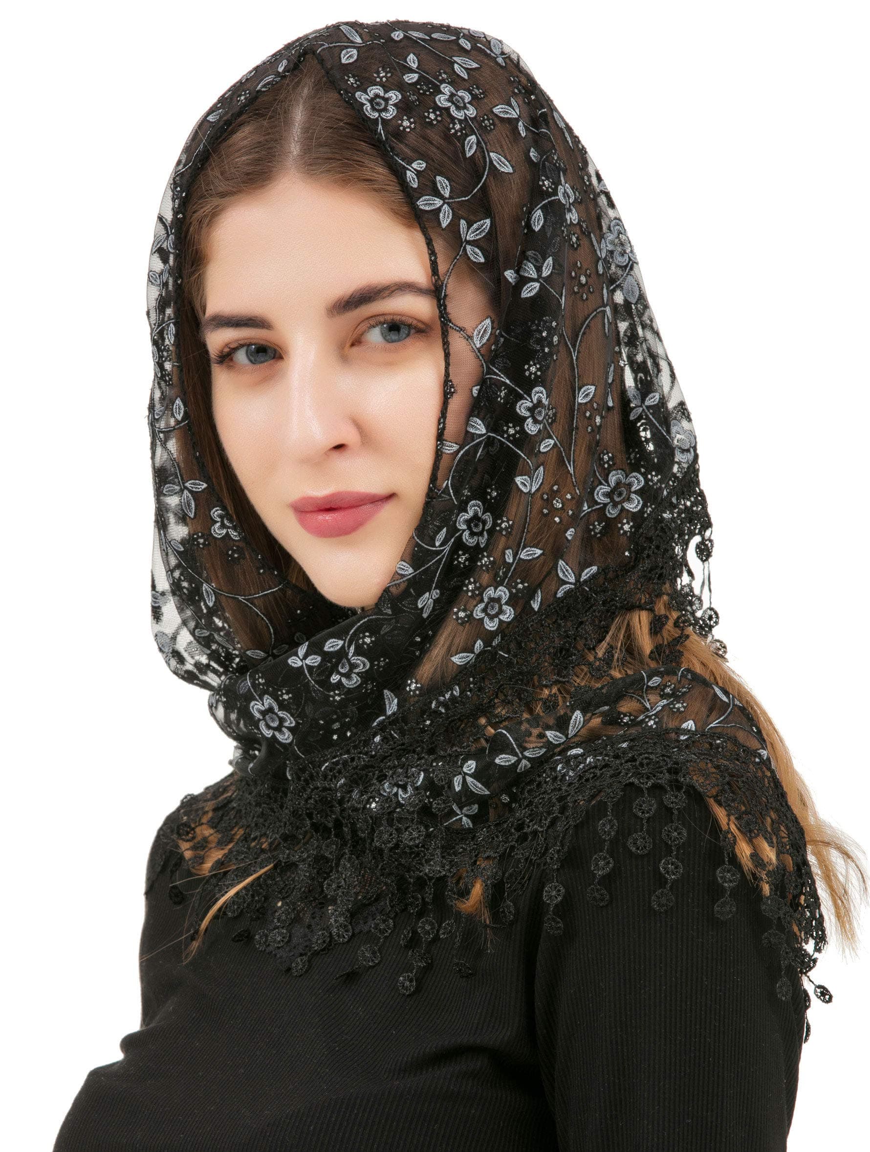 Triangle Lace Veil Mantilla Cathedral Head Covering Chapel Veil for Mass Wedding Bridesmaids