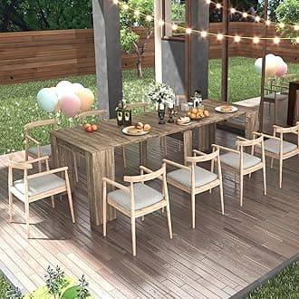 Ball & Cast Extendable Dining Table, 20"/118.5" Large Dining Room Table for 6-10 Person,Kitchen Table with Wood Legs, Space-Saving Folding Console Table,Transformer Dining Table,Brown