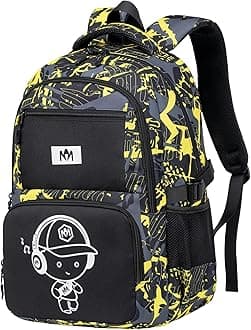 Bluboon Kids Backpack Boys Camo Bookbag Teens Elementary School Bag Daypack Travel Back Pack Middle school (Boy-Yellow camo)