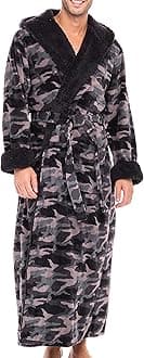 Alexander Del Rossa Plush Mens Robe with Hood, Hooded Big and Tall Robes for Men, Sherpa Fleece Winter Robe for Men
