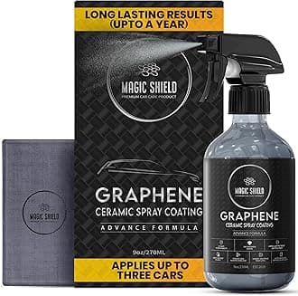 Graphene Ceramic Spray Coating - LAST SO LONG! Quick & Easy for Cars, Motorcycles, Boats & More - Professional-Grade Sealant for Maximum Gloss & Shine - Waterless Wash & Wax - 9oz Bottle