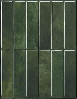 Smart Tiles 3D Adhesive Tiles for Kitchen and Bathroom - Morocco Green, 5 Adhesive Tiles 29 x 22.8 cm, Kitchen Splashback, Waterproof, Heat Resistant, Decorative Panels, Made in Canada