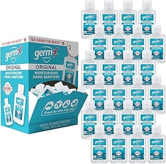 Germ-X Original Hand Sanitizer, 2 Fl oz (Pack of 24), Less Drying Moisturizing Gel with Vitamin E, No Rinse Formula, Display Pack, Mini Travel Size for On-The-Go