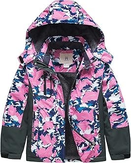 CREATMO US Girl's Waterproof Ski Jacket Warm Winter Snow Coat Windproof Snowboarding Rain Jacket