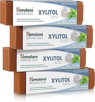 Himalaya Botanique Whitening Antiplaque Toothpaste with Xylitol for Plaque Reduction & Gentle Whitening, 4 oz, 4 Pack