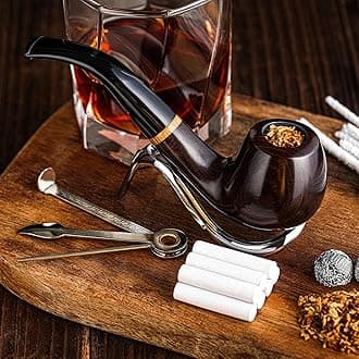 Tobacco Pipe, Handmade Wood Smoking Pipe, Perfect Beginner Pipe Kit for Smoking with Ultimate Guide E-Book, Gift Set and Accessories (Sunny Yellow)