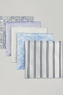 SHLAX&WING Assorted 5 Pieces Mens Silk Pocket Squares Handkerchiefs Set Lot