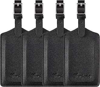 Travelambo4 Pack Leather Luggage Travel Bag Tags by Travelambo Black