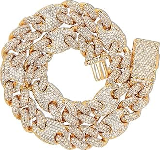 TOPGRILLZ 16mm 6 Times 14K Gold Filled Iced out Cubic Zirconia Miami Cuban Link Chain for Men with Box Clasp Hip Hop Prong Setting