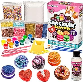 Cakes and Candies Cracklin' Clay Kit, Modeling Air Dry Clay & ASMR Toys Set for Sensory Fun, Great Birthday Kids Art Gift