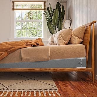 Mattress Elevator with Polycotton Covers - Under Bed 7-Inch Incline Foam Lift, Multiple Colors, Queen Size