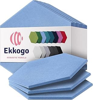 EkkogoAcoustic Panels 12-Pack Soundproof Wall Panels 14''X13''X0.4'' Sound Panels High Density Sound Dampening Panels - [Sky Blue Hexagon]
