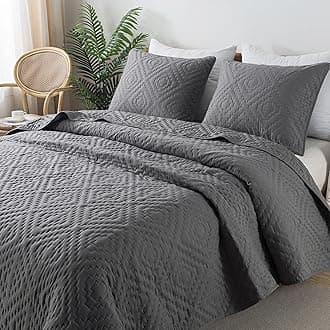 R.SHARE Dark Grey King Size Quilt Bedding Sets with Pillow Shams, Boho Lightweight Soft Bedspread Coverlet, Quilted Blanket Thin Comforter Bed Cover for All Season, 3 Pieces, 104x90 inches