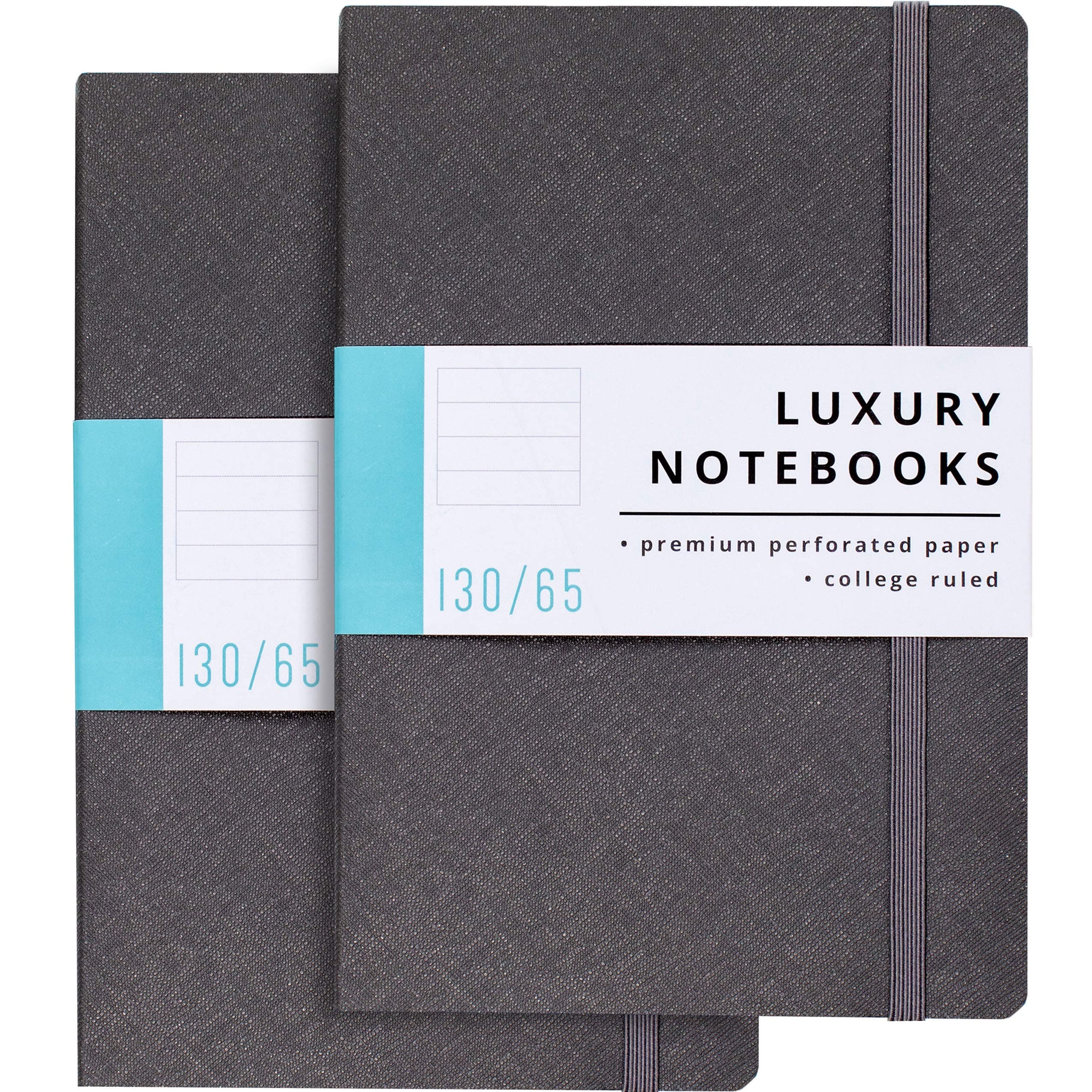 PAPERCODE Lined Journal Notebooks (2 Pack) - Luxury Journals for Writing w/ 130 Pages, Soft Cover - Executive Notebooks for Work, Travel, College - Gray