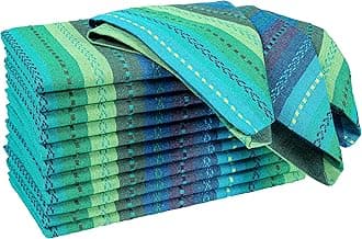 Ramanta Home Salsa Stripe Teal Oversized Cloth Napkins 20x20 Inches, Cotton Soft & Durable Table Napkin Ideal for Weddings, Restaurant, Washable Kitchen Fabric for Everyday Use