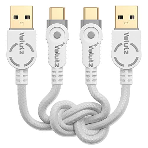 USB Type-C Cable, Volutz (2-PACK - 6.5FT / 2M) Gold-Plated & Nylon Woven USB A to C Charger Leads for Galaxy S8, S8+, Note 8, Sony XZ, Pixel 2XL Nintendo Switch & More Equilibrium+ (Ghost-White)