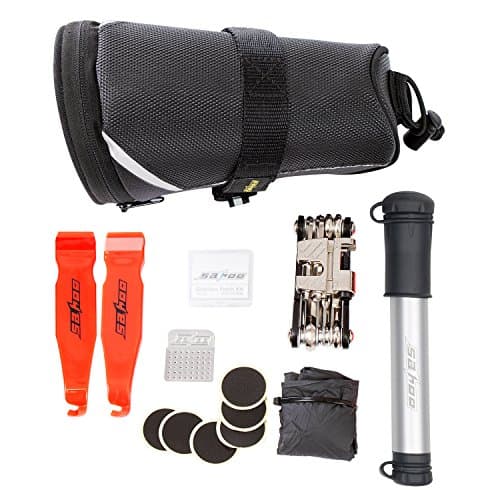 Topnaca 11 in 1 Multi-Function Bicycle Repair Tool Kit Mini Hose Pump Set with Tail Package Bag (Black)