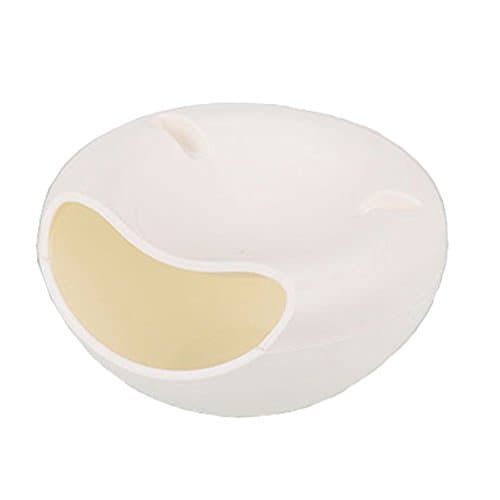 Fruit Plates Double Face Smiling Circular Fruit Dish Double Deck Snacks Fruit platter Double Desktop Storage Candy Box Organizer Box Fruit Box Melon Seeds Plate with Cellphone Stand Holder - White