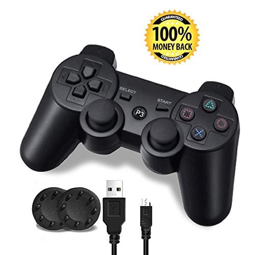 PS3 Controller, Wireless PS3 Controller Double Vibration Game Remote Control Joystick Joypad for PS3 with Charger Cable