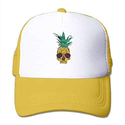 Pineapple Fruit Skull Head Adjustable Snapback Mesh Cap Trucker Hat For Man & Woman