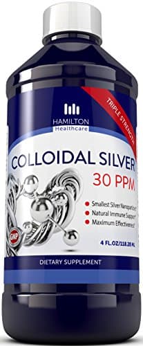 Colloidal Silver 30ppm - Ultra Pure Colloidal Silver With Smallest Silver Nanoparticles For Natural Immune Support - Vegan & Gluten Free - By Hamilton Healthcare