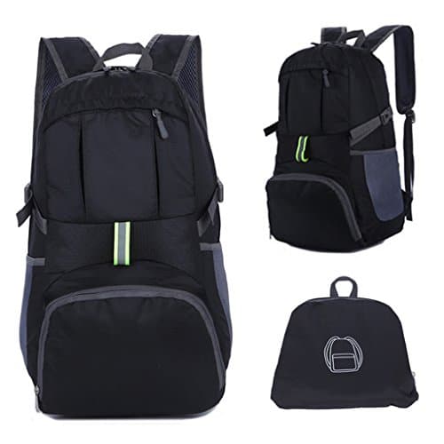 Foldable Backpack, Jayboson Lightweight Rucksack Foldable Backpack Large Capacity Anti Water Drops Nylon Packable Carry on Trekking Rucksack Backpacking Bags for Camping Outdoor Travelling Shopping 34L