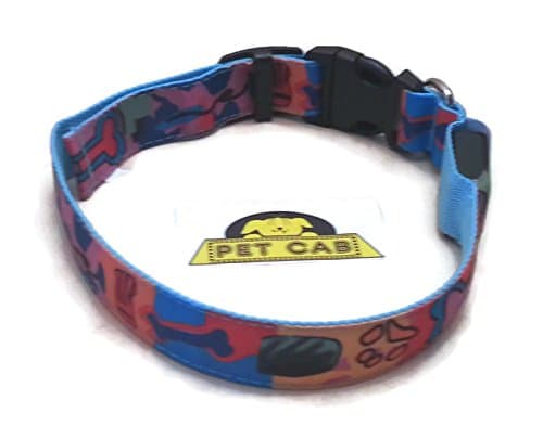 LED Dog Collars Paw-Casso Pattern Print Three Modes Slow Flashing Fast Steady Lights Pet Safety Night Walking Flexible Medium (Medium)