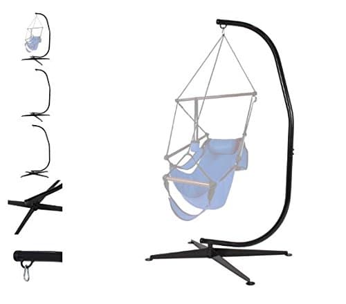 Quality Hammock Stand - Hammock C Stand - Solid Steel Construction - For Hammock Air Porch Swing Chair - Indoor Outdoor Garden use - Hanging Chair Swing Patio - Durable & Rust Resistant