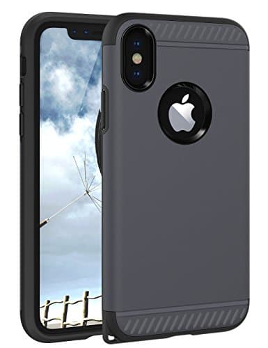iPhone X Case, iPhone X Cover CHTech Slim Dual Layer Protective Shock-Absorption Armor Corner Cushion Case Cover with Lanyard Hole Design for Apple iPhone X 5.8'' - Gun Metal